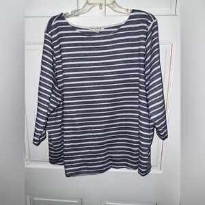 Studio Works Blue and White Striped Long Sleeve Top